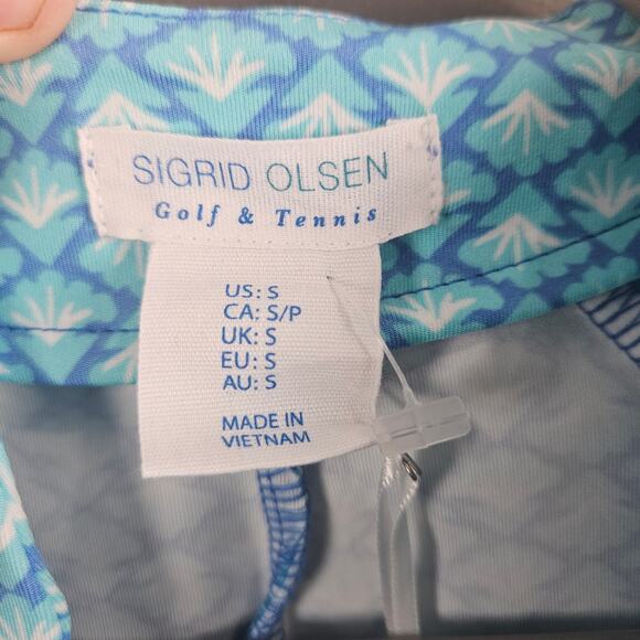 Sigrid Olsen Golf Tennis Blue Geometric Zip Up Jacket UPF 50 Women's Size Small - Picture 3 of 8
